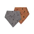 Lot de 2 bavoirs bandana Spot Caramel et Storm Grey