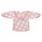 Bavoir tablier col claudine imperméable - fleurs rose 6/24 mois