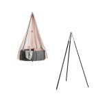 Berceau gris Classic avec trépied et voile Rose pastel