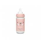 Biberon en verre 240 ml Hygge Baby Moustache rose