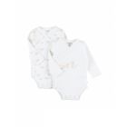 Lot de 2 bodies coton bio manches longues 1 mois - Babou & Kendi