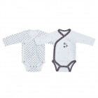 Lot de 2 bodies blanc/gris naissance Panda Chao Chao