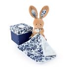 Doudou mouchoir BOH'AIME Lapin marine