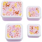 Lot de 4 boîtes à goûter Fleurs du jardin
