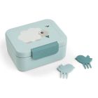 Boîte à goûter avec piques snack Tiny farm Bleu