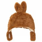 Bonnet lapin en fausse fourrure angora -  havane 0/6 mois