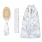Kit brosse et peigne bébé imprimé Toile de Jouy Gris