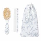 Kit brosse et peigne bébé imprimé Toile de Jouy Bleu