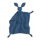 Doudou lapin 40x40 cm bleu foncé