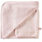 Cape de bain bébé avec gant de toilette Rose blush