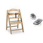 Pack Chaise haute bébé Arketa naturel avec son newborn light gris
