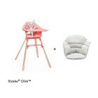 Pack chaise haute Clikk Coral + coussin Grey Sprinkles
