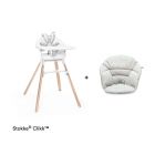 Pack chaise haute Clikk White + coussin Grey Sprinkles