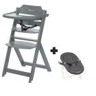 Chaise haute évolutive 2-en-1 Timba Warm Grey + transat Mineral Graphite