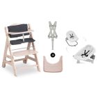 Pack Chaise haute évolutive Beta+ 3 en 1 Washed Beige avec Transat Premium Light Grey