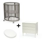 Chambre duo Berceau Sleepi + commode Sleepi + matelas - Hazy grey