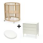 Chambre duo Berceau Sleepi + commode Sleepi + matelas - Natural