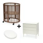 Chambre duo Berceau Sleepi + commode Sleepi + matelas - Warm brown