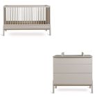 Chambre duo Lit bébé 70x140 cm Ashi Argile+Commode 3 tiroirs Ashi Argile avec plan à langer
