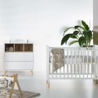 Chambre duo lit bébé 70x140 cm évolutif en lit enfant + commode avec plan à langer Loft White