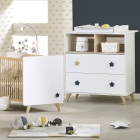 Chambre Duo Lit évolutif bébé Little Big Bed 70x140 cm + Commode Oslo Etoile