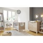 Chambre duo lit bébé évolutif 70x140 cm + commode Marcel blanc