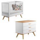 Chambre duo lit 60x120 + commode blanc - Collection Nautis