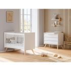 Chambre duo Lit bébé 60 x 120 cm + commode Vintage blanc
