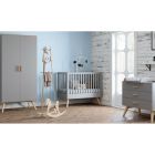 Chambre trio lit 60x120 + commode + armoire gris - Collection Nautis