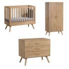Chambre trio lit 70x140 + commode + armoire bois - Collection Nautis