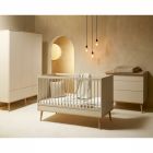 Chambre trio lit bébé 60x120 cm + armoire XL + commode avec plan à langer Flow Argile & Oak