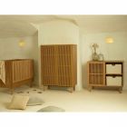Chambre trio lit bébé 70x140 cm évolutif en canapé + armoire + commode avec plan à langer Hai No Ki