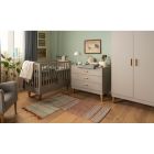 Chambre trio lit 60x120 + commode + armoire gris clair et bois - Collection Lounge