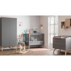 Chambre trio lit 60x120 + commode + armoire gris - Collection Nature