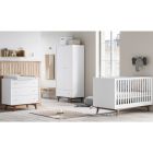 Chambre trio lit 70x140 + commode + armoire Blanc/Noix - Collection Mid
