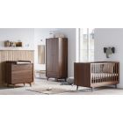 Chambre trio lit 70x140 + commode + armoire Noix - Collection Mid