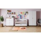 Chambre trio lit 70x140 + commode + armoire blanc - Collection Simple