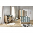 Chambre Trio Lit 60x120 cm + Armoire + Commode NOVA Argile douce