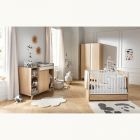 Chambre Trio Lit 60x120 cm + Armoire + Commode NOVA Blanc lin