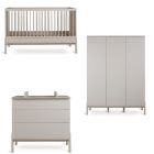 Chambre trio Lit bébé 70x140 cm Ashi Argile+Commode 3 tiroirs Ashi Argile avec plan à langer+Armoire 3 portes Ashi Argile