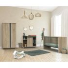 Chambre Trio Lit évolutif bébé combiné 70x140 cm en 140x200 cm + Armoire + Commode NOVA Gris volcan