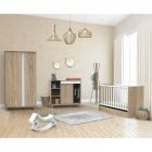 Chambre Trio Lit évolutif bébé Little Big Bed 70x140 cm + Armoire + Commode NOVA Blanc lin