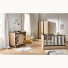 Chambre Trio Lit évolutif bébé Little Big Bed 70x140 cm + Armoire + Commode Gris volcan