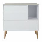 Commode 3 tiroirs 1 niche Cocoon Ice White