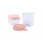 Lot de 2 pots de conservation verre 150 ml pink /250 ml dark pink