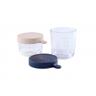 Lot de 2 pots de conservation verre 150 ml pink / 250 ml dark blue