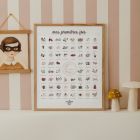 Coffret affiche à tamponner Mes premières fois Souris poudre Maman/Papa + porte affiche en bois