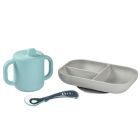 Coffret d'apprentissage silicone + tasse - blue