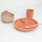 Coffret repas bébé 4 pièces silicone Terre de Sienne & Sable