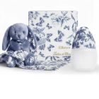 Coffret Biberon + Doudou - Tartine et Chocolat Toile de Jouy Bleu